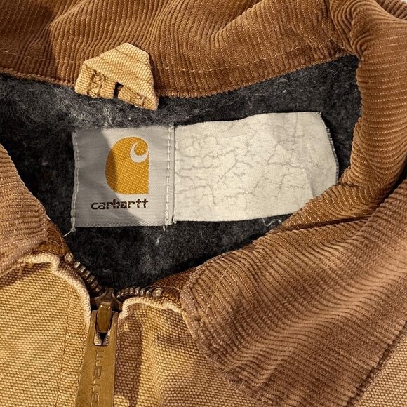 Carhatt Mens Khaki Relaxed Fit Duck Blanket Lined Detroit Jacket Size large 90’s - Picture 5 of 6